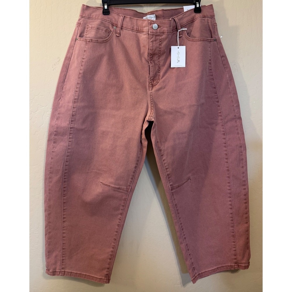 Jessica Simpson Pants Women 18W Sunset Pink Barrel Leg High Rise Denim NEW